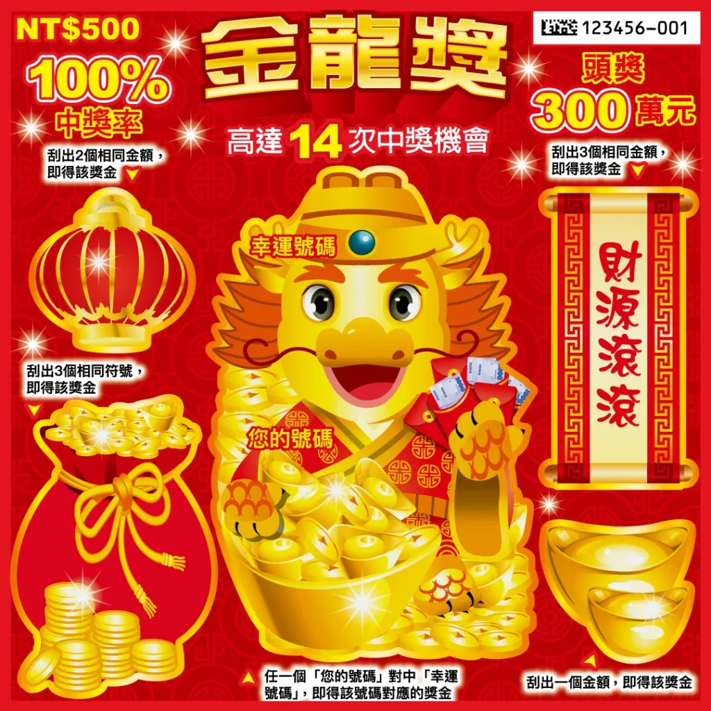 刮刮樂中獎率最高推薦：金龍獎